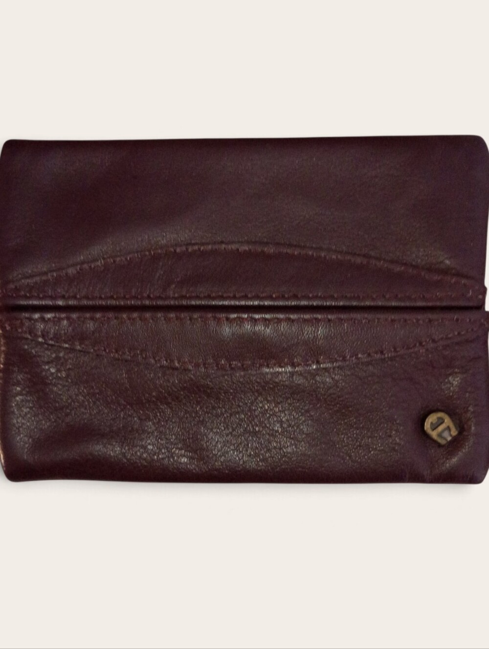 Etienne Aigner Burgundy Leather Tissue Holder Case Purse Pack